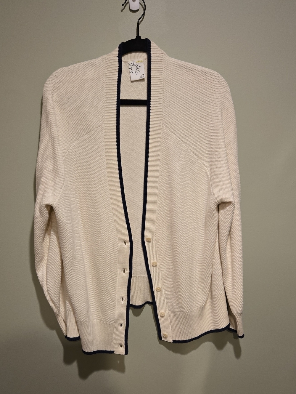 Offline By Aerie Tennis Cardigan, Medium, Natural & Navy